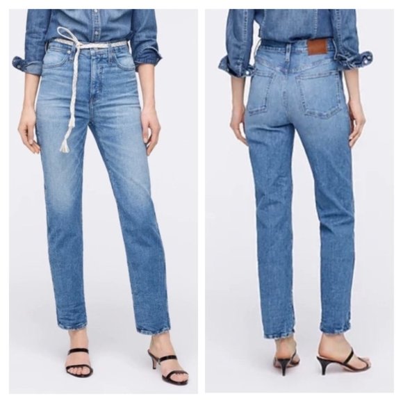 J.Crew NWT Stovepipe Jean High Rise Slim Straight Fit Blue Denim Size 27 Stretch